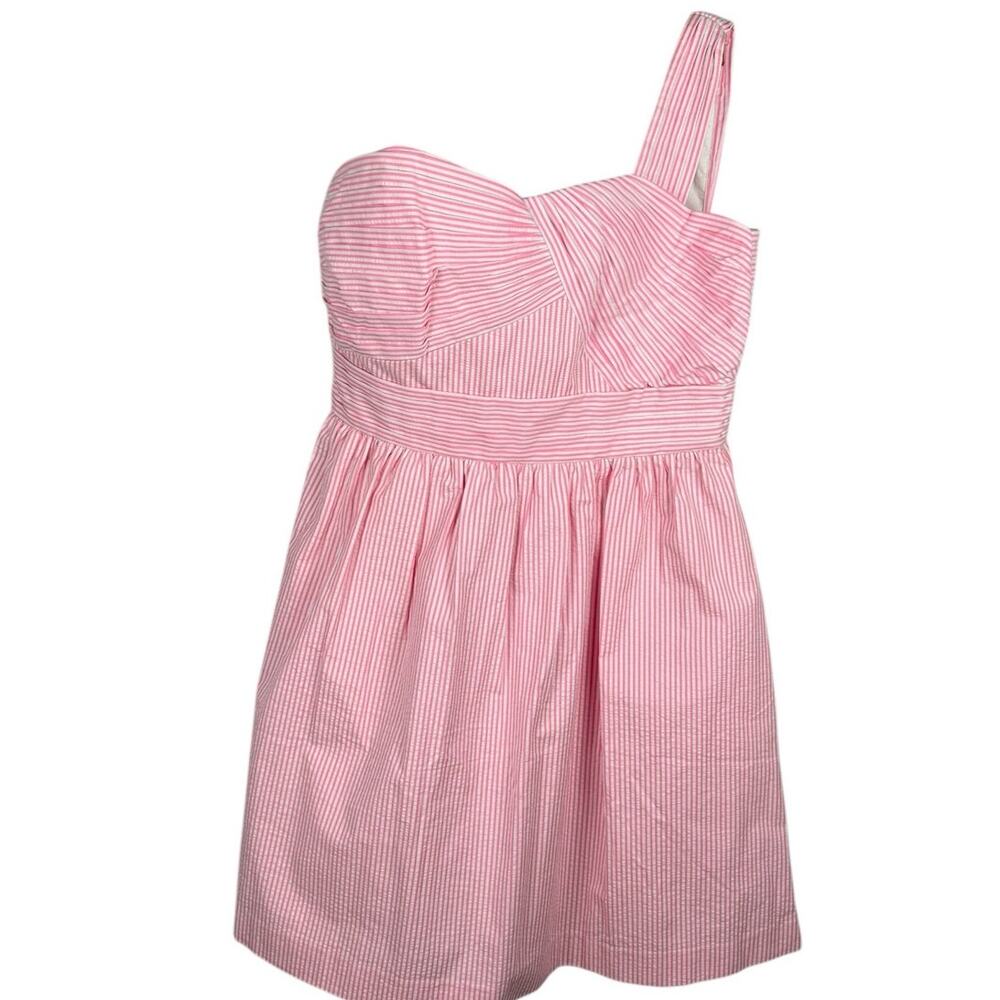 Lilly Pulitzer Plus Addison Dress in Pink Tropics Seersucker Fit & Flare Size 14 - Picture 12 of 13